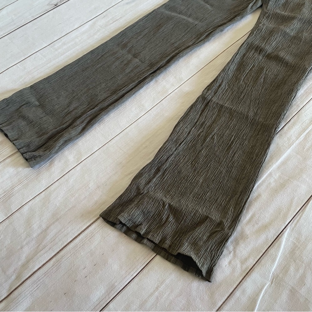Zara Crinkle Gauze Pants Womens XS Gray High Rise Ankle Pull On Textured Pockets - Picture 5 of 15